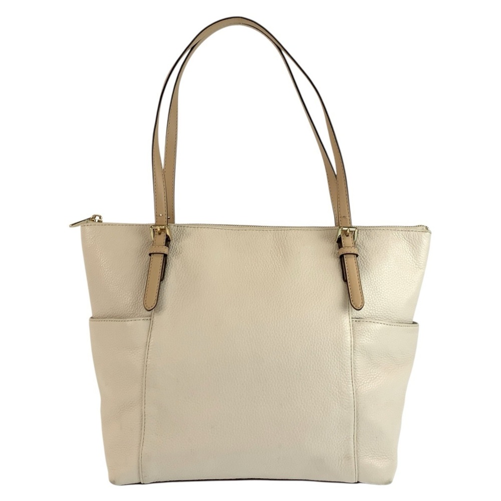 Michael Kors beige leather tote bag/shoulder bag with gold hardware, size 35T...